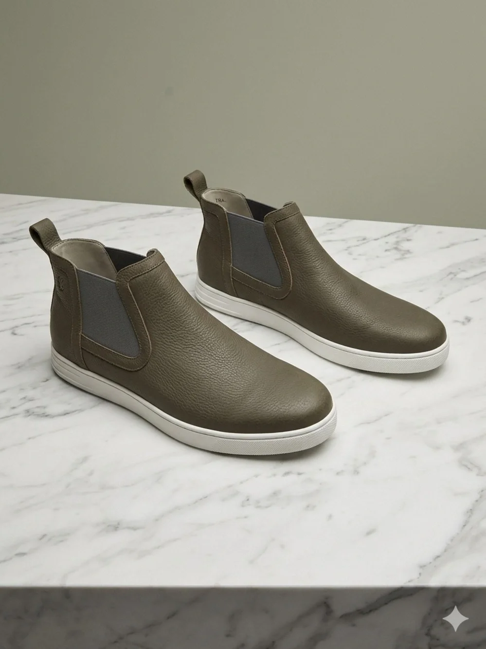 Traq by Alegria Olive Green Leather Chelsea Sneakers